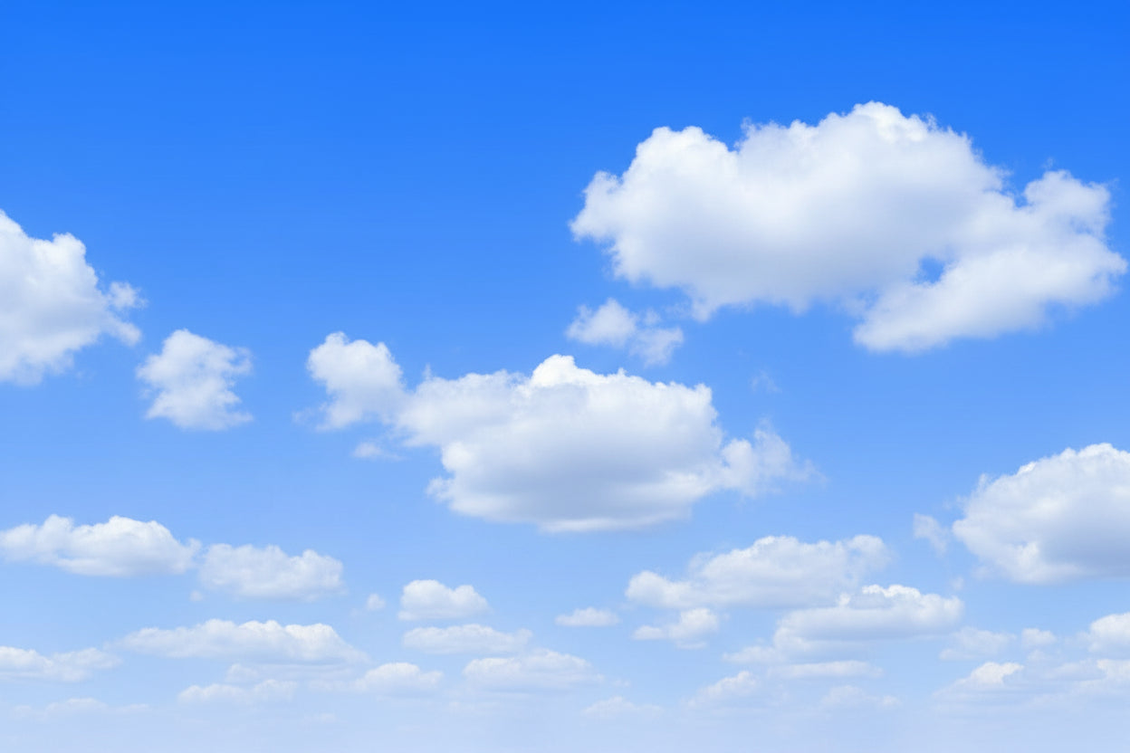 A vertical gradient background transitioning from a vibrant blue at the top to a soft white at the bottom.